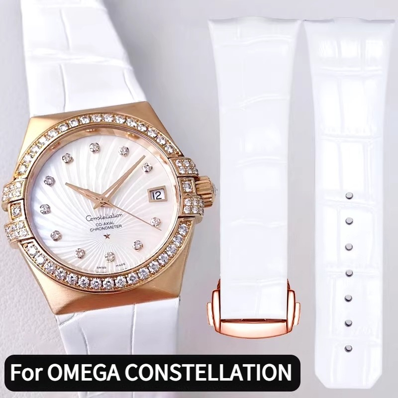 Curved leather watch strap wom - огляд і ціна Omega Watch Constellation