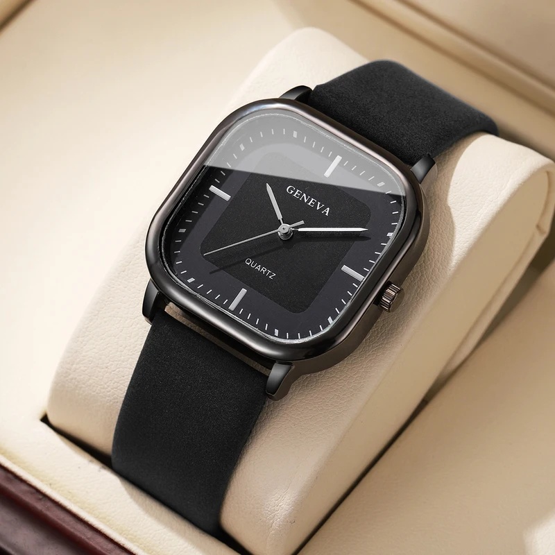 Fashionable Classic Square Dia - огляд і ціна Leather Watch Band Men